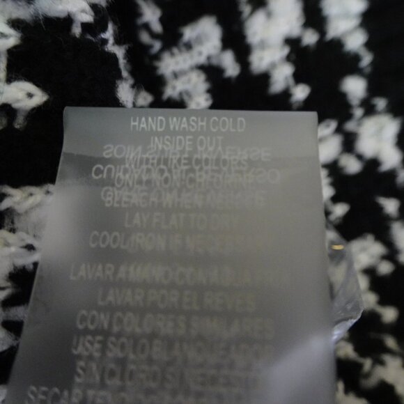 Karl Lagerfeld Cardigan Women's Size XL Black White Herringbone Cropped Classic - Picture 13 of 13